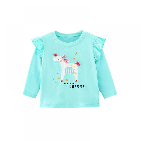 Girls T-Shirt Long Sleeves Autumn Bottoming Shirt Patchwork Embroidered Top Wholesale