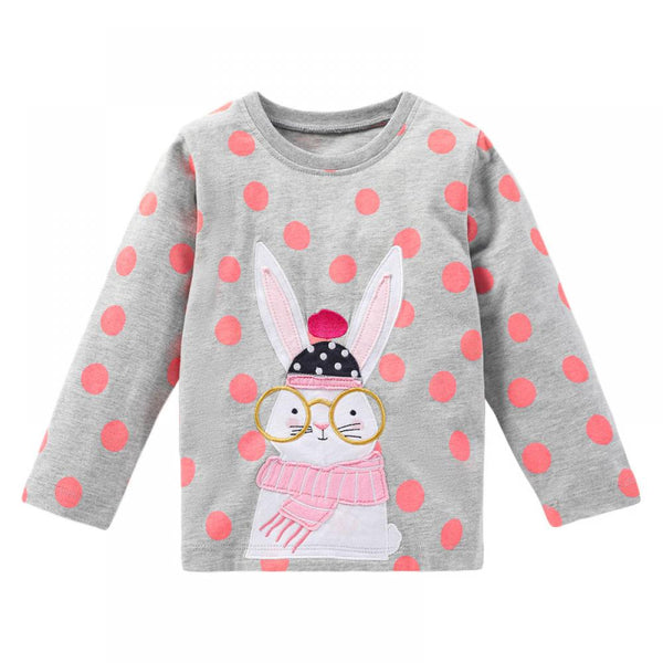 Toddler Girls Autumn Polka Dot Round Neck Long Sleeve T-Shirt Wholesale Girls Clothes
