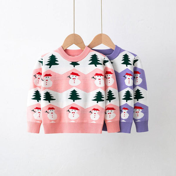Autumn/Winter Girls Christmas Snowman Pullover Sweater Wholesale