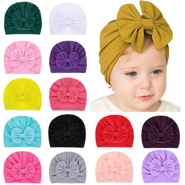 Children's Solid Color Hat Baby Bow Head Cap Newborn Solid Color Tire Cap 15 Colors Optional Baby Accessories Wholesale