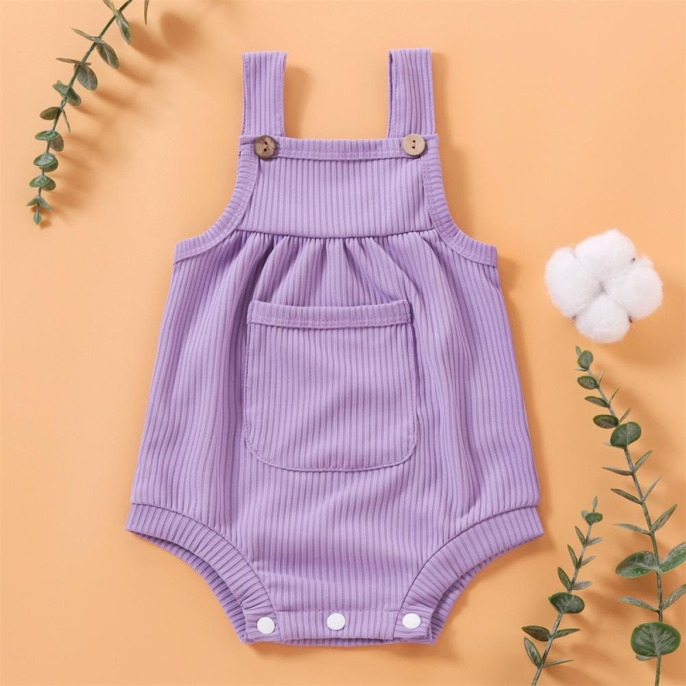Unisex Newborn Baby Girls Romper Solid Color Sleeveless Pocket Suspenders Jumpsuit Buy Baby Clothes Wholesale