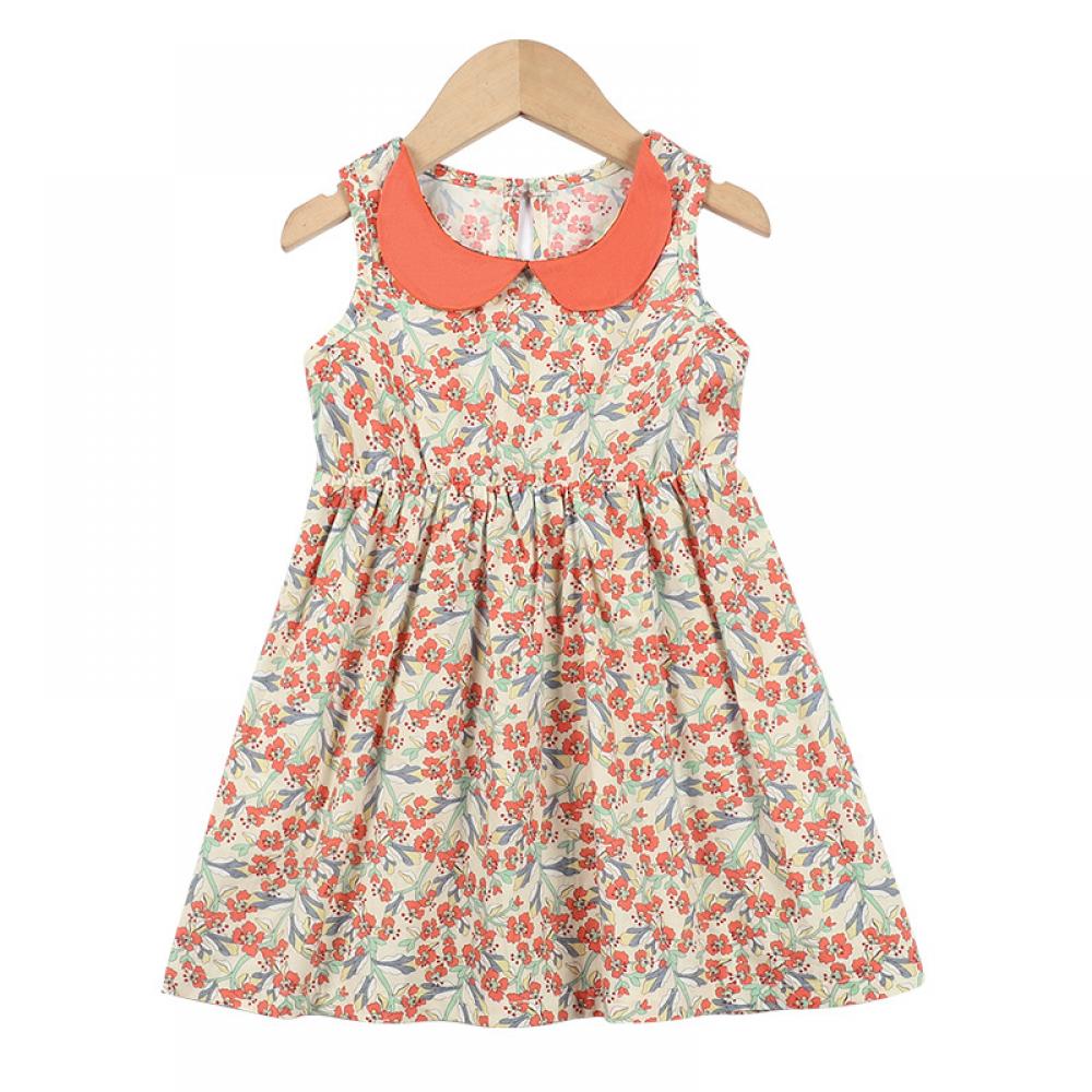 Toddler Girls Summer Sleeveless Floral Dress Girls Dress Wholesale