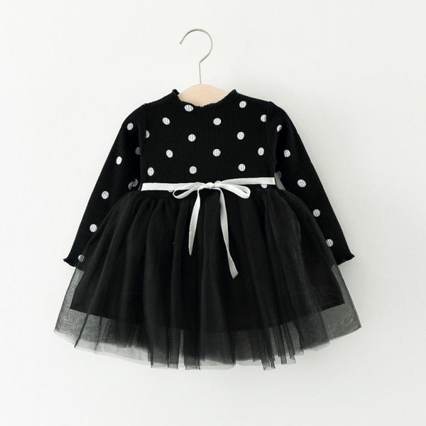 Giels Spring and Autumn Polka Dot Tulle Dress Wholesale Baby Girl Clothes