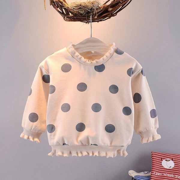 Toddler Girls Autumn Western-style Velvet  Polka Dot Top Wholesale Girls Clothes