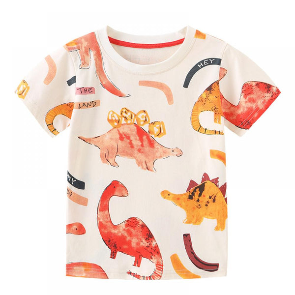 Summer Cartoon Dinosaur Print Short-sleeved T-shirt Wholesale Boys Clothes