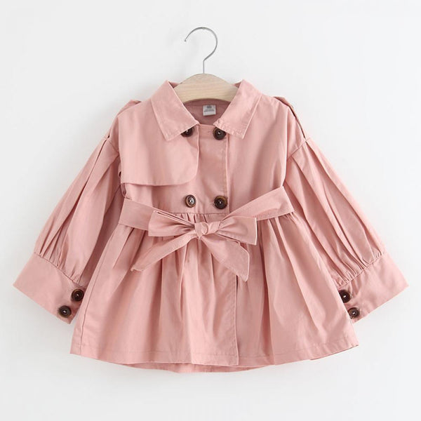 Girls Cotton Mid-length Baby Double-breasted Trench Coat Wholesale Girl Clothes