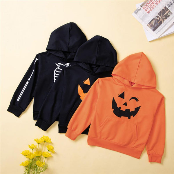 Autumn Halloween Hoodie Western Style Boys and Girls Smiley Print Top Wholesale Kids Clothes