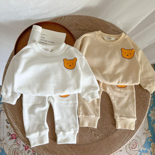 Autumn Baby Cotton Bear Print Sweater + Sweatpants Two-piece Set Wholesale Baby Clothes