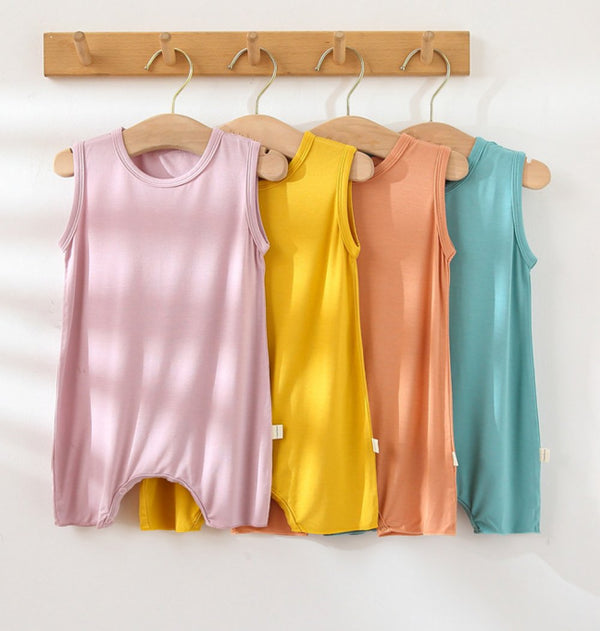 Baby Vest One-Piece Ins Summer Thin Section Treasure Solid Color Modal Candy Series Boxer Romper Wholesale Baby Clothes