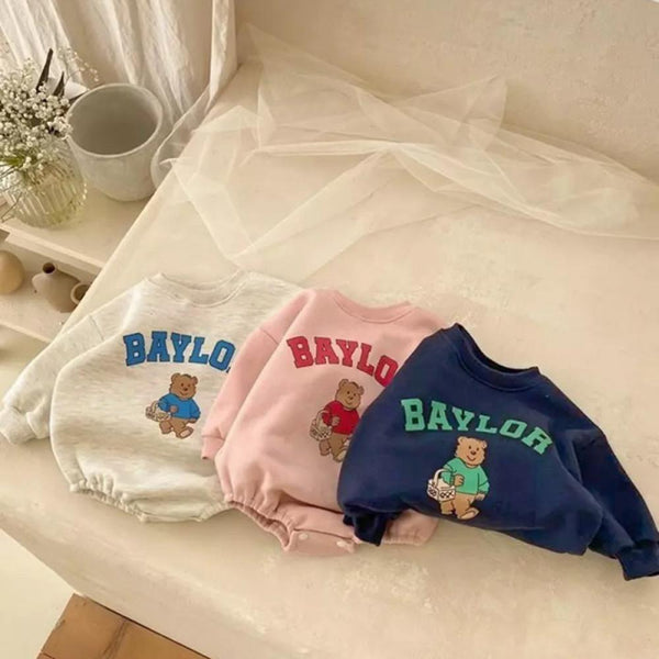 Spring Baby Bear Letter Printed Sweater Jumpsuit Wholesale Baby Clothes