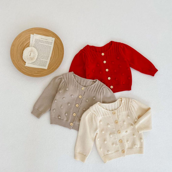 Autumn Baby Handmade Ball Cardigan Cotton Sweater Coat Wholesale Baby Children Clothes