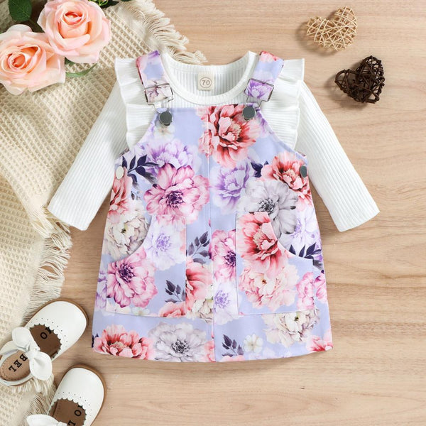 Baby Girl Cute Dress + White Pit Strip Romper Set Wholesale Girls Clothes