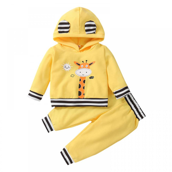 Newborn Baby Spring Auutmn Cartton Hoodie Top and Pants Set Wholesale Baby Clothes
