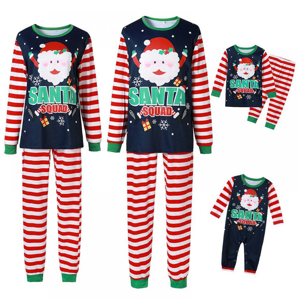 Christmas Autumn and Winter Santa Cartoon Print Pajamas Parent-child Wear Wholesale
