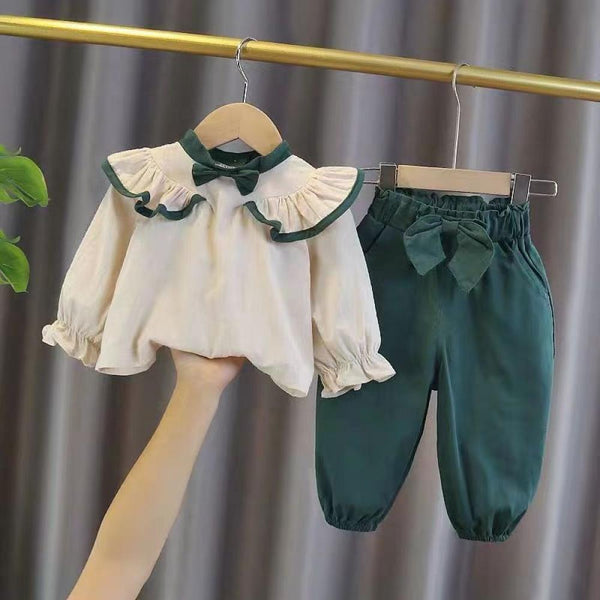 Girls Spring And Autumn Western Style Shirt Two Piece Set Wholesale Girls Clothes