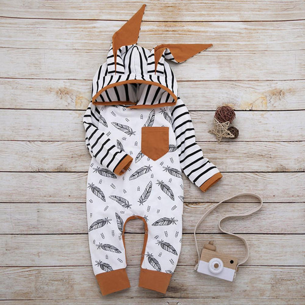 Baby Clothing Cute Bunny Ears Striped Romper Wholesale Boys And Girls Clothes