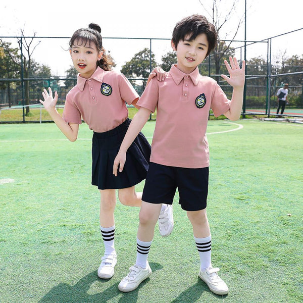 Boys Girls Lapel Top and Shorts Set Skirt School Uniform Wholesale Kidswear