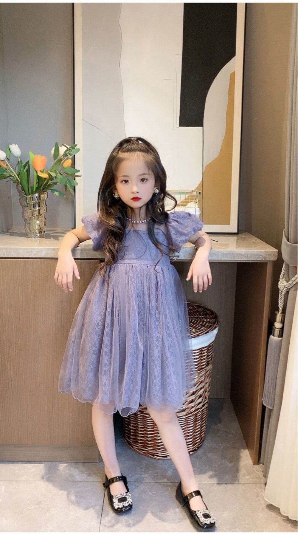 Girls Summer Purple Tulle Bow Dress Girl Boutique Clothing Wholesale