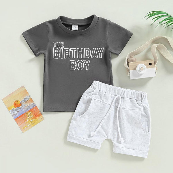 Summer Boy Letter Short Sleeve T-shirt Cotton Shorts Sportswear Set Wholesale Baby Clothing