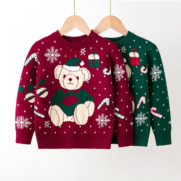 Autumn and Winter Christmas Sweater Bear Girl Pullover Bottoming Sweater Wholesale