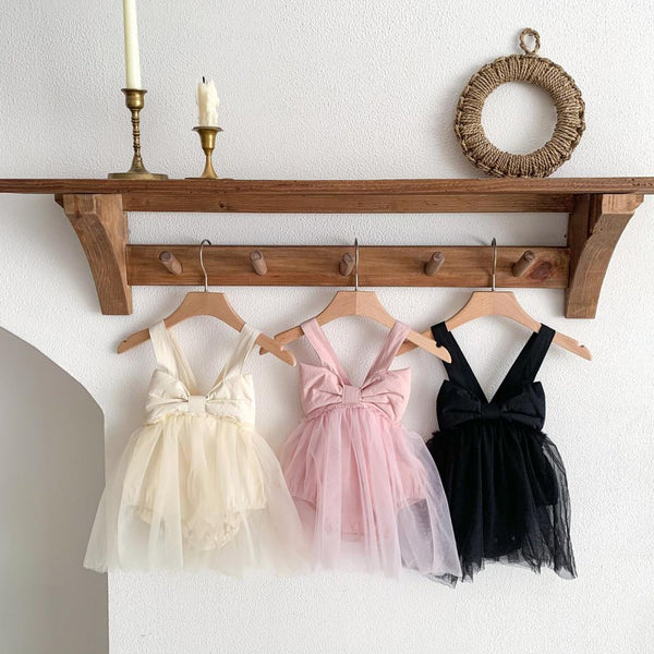 Summer Girls Big Bow Suspender Jumpsuit Mesh Princess Skirt Baby Clothes Wholesale
