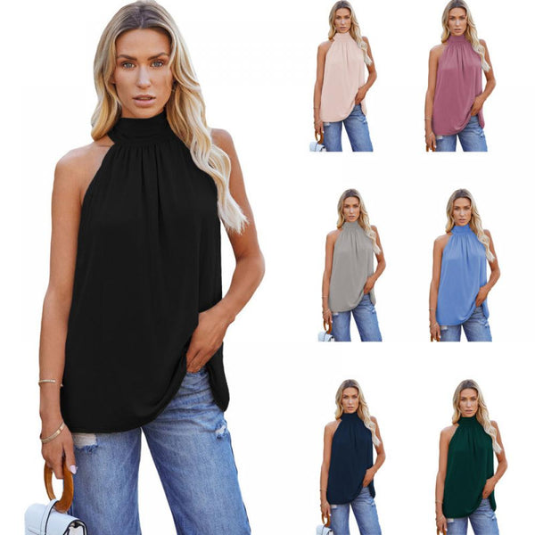 Summer New Solid Color Sleeveless Top Mid-length Casual Pullover Vest Wholesale Wowen Clothing