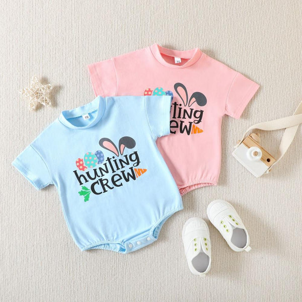 Infants Easter Conjoined Climbing Clothes Cartoon Rabbit Letter Printed Romper Wholesale Baby Clothing