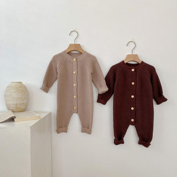 Autumn Unisex Baby Pit Strip Solid Color Long-sleeved Romper Wholesale Baby Clothes