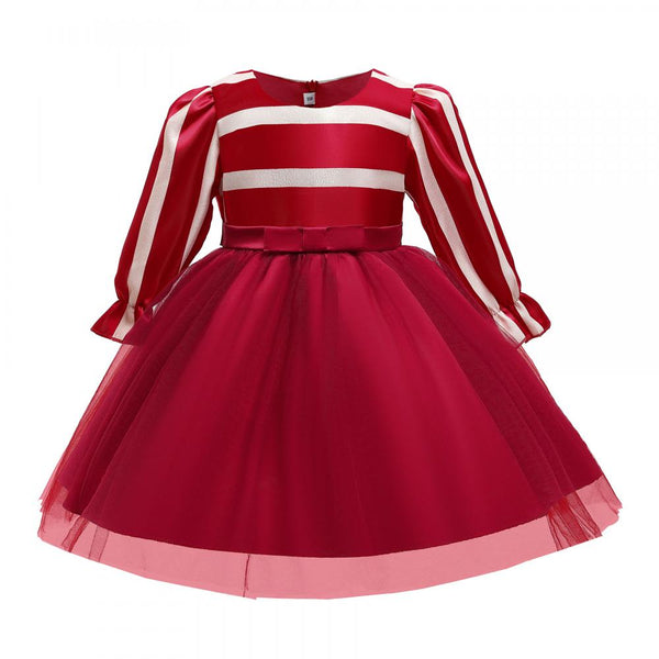 Girls Spring Autumn Red Dress Stripe Girl Dresses Wholesale
