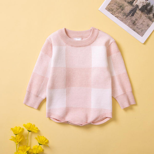 Winter/Autumn Baby Girls Pink Sweater Romper Wholesale Baby Clothes