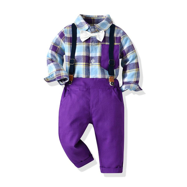 Baby Boys Plaid Top And Pants Gentle Set Boy Clothing Wholesale