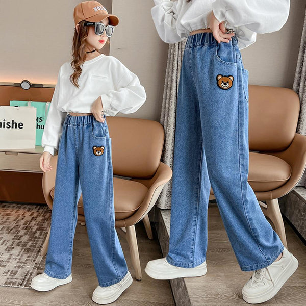 Toddler Girls Pants Spring and Autumn Western Style Jean Wholesale Girls Clothes