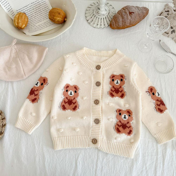Unisex Newborn Baby Bear Knitted Cardigan Baby Clothing Cheap Wholesale
