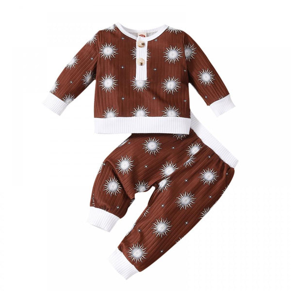 Baby Toddler Unisex Autumn Sun Rainbow Top and Pants Set  Baby Clothing In Bulk
