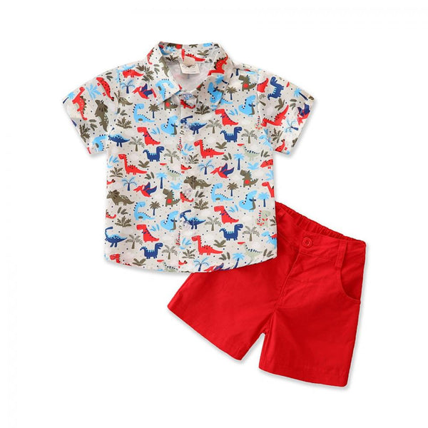 Toddler Boys Summer Set Dinosaur Printed Top and Shorts Girl Boutique Clothing Wholesale