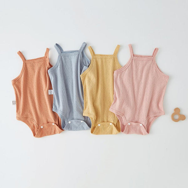 Newborn Baby Sling Pack Fart Clothes Summer Thin Baby Triangle Vest Romper Sleeveless Jumpsuit Romper Solid Color Pajamas Wholesale Baby Clothes