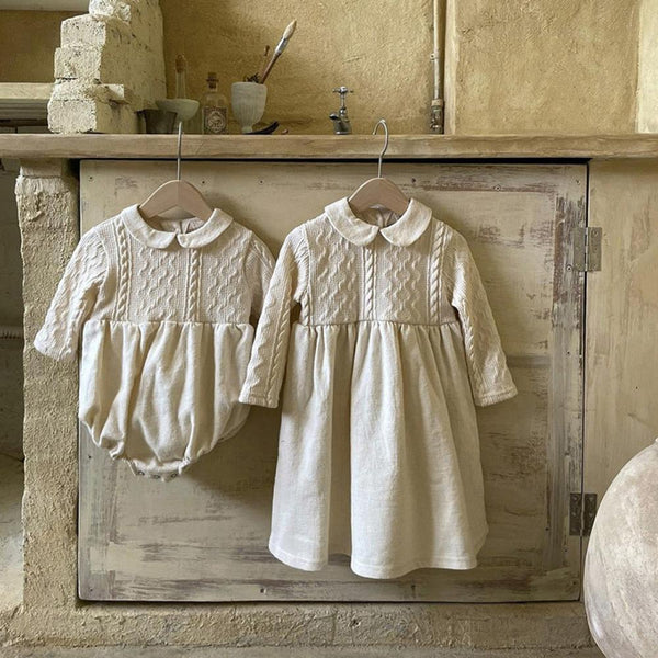 Autumn Girls Jacquard Stitching Dress Romper Wholesale Baby Children Clothes