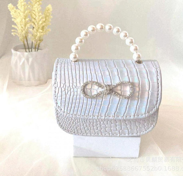 Pearl hand-held rhinestone bow children's bag for Girls Wholesale