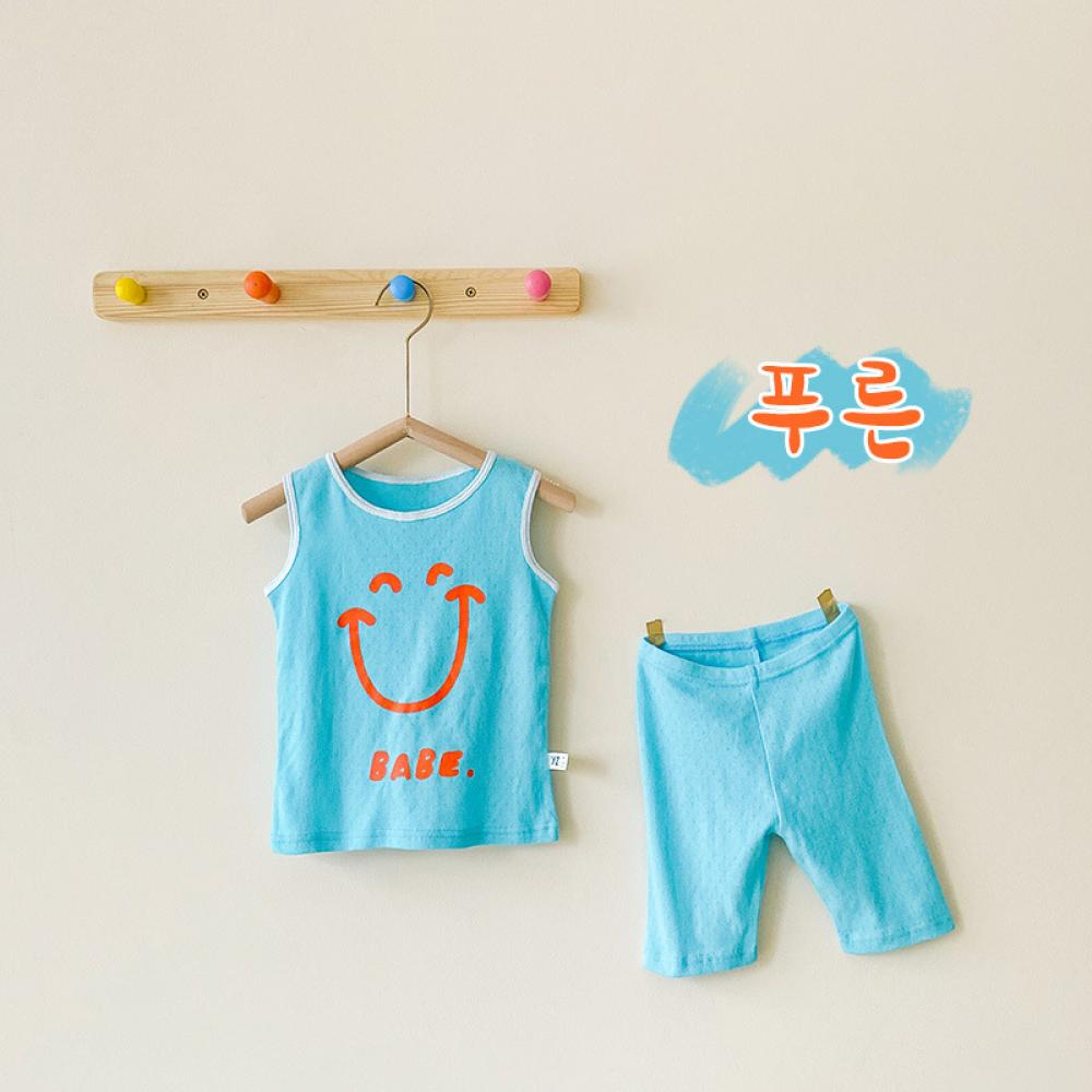 Unisex Toddler Boys and Girls Summer Sleeveless Smile Babe Cotton Tank Top and Shorts Set Baby Boys Clothing Wholesale