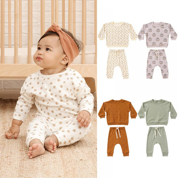 Autumn Baby Cotton Printed Sweater and Pants Two-piece Set Wholesale Baby Clothes