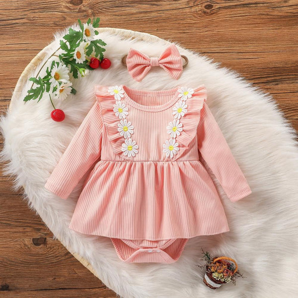 Spring And Autumn Girls Pit Long Sleeve Triangle Romper Wholesale Girls Clothing