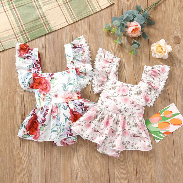 Summer Baby Floral Lace Strap Triangle Romper Baby Wholesale Clothes