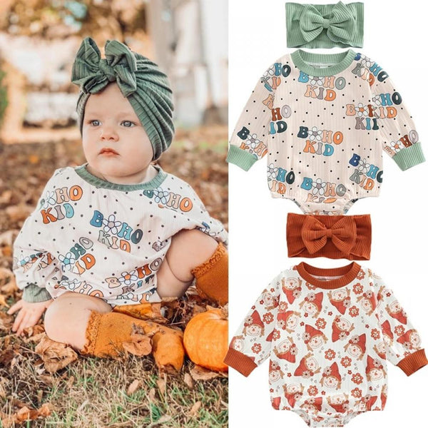 Autumn Baby Letter Cartoon Print Romper Wholesale Baby Clothes