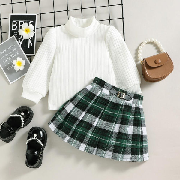 Girls Autumn and Winter Preppy Skirt Two-piece Set Wholesale Girls Clothes