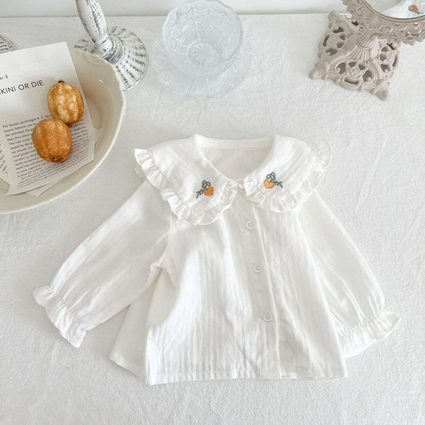 Autumn Baby Girls White Shirt Wholesale Girls Clothes