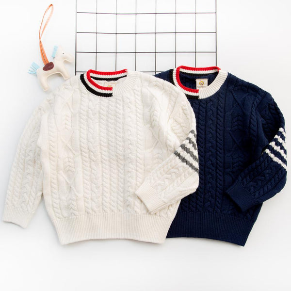 Children's Sweater Pullover Autumn Winter Striped Boys And Girls Knitwear Wholesale Kids Clothes