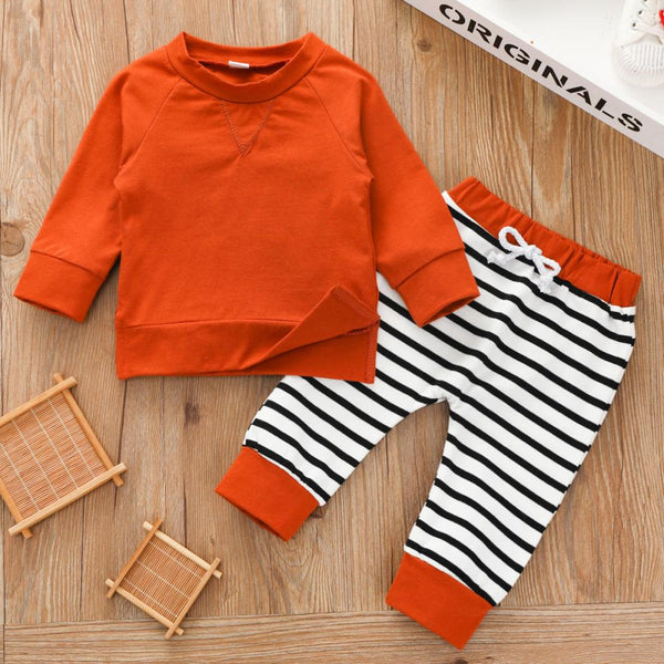 Autumn Baby Boy Suit Striped Trousers Long Sleeve Two Piece Set Wholeslae Baby Clothes