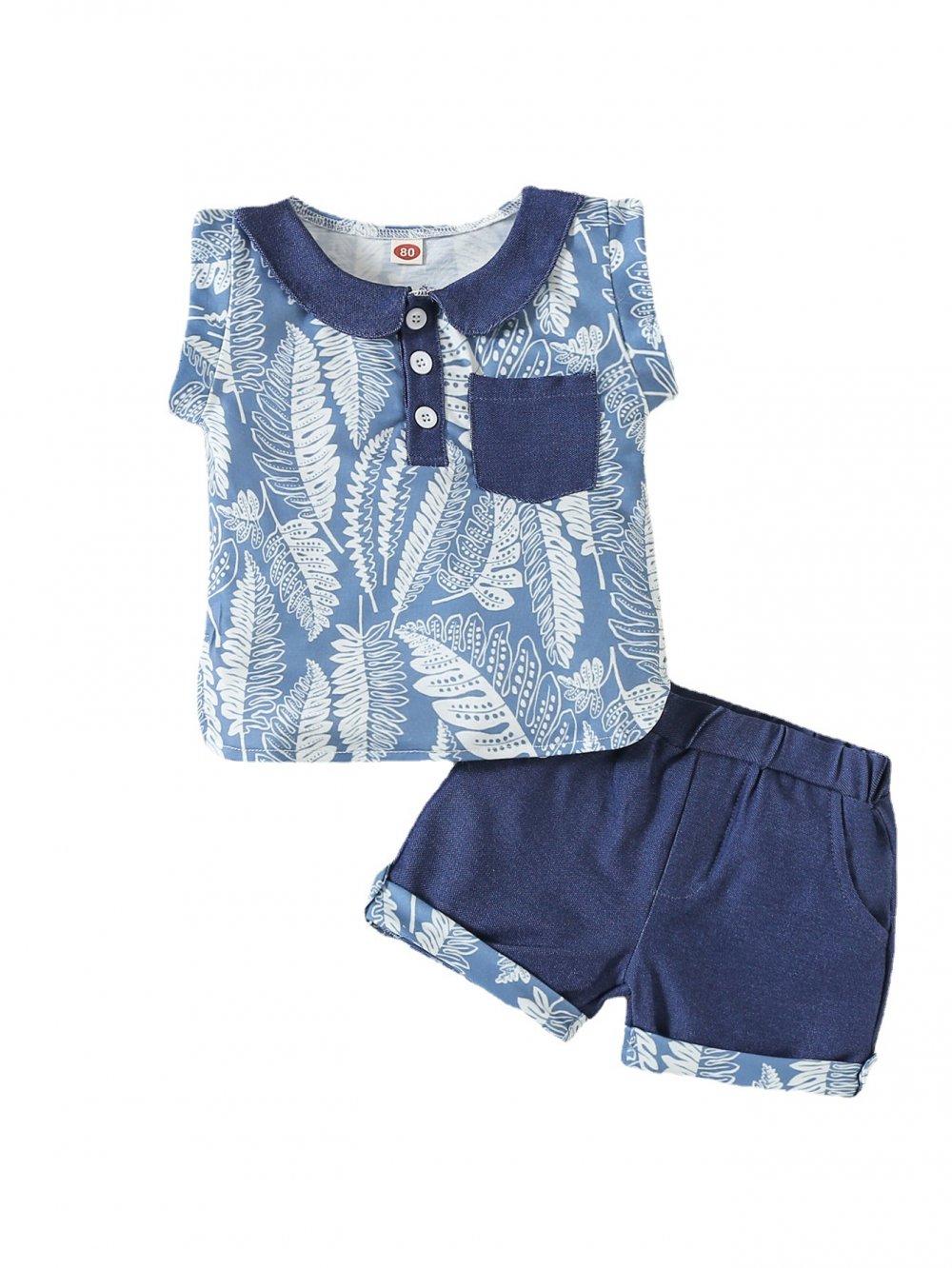 Baby Boys Short Set Summer Sleeveless Leaf Printed Vest Tank Top and Shorts wholesale baby boy clothes