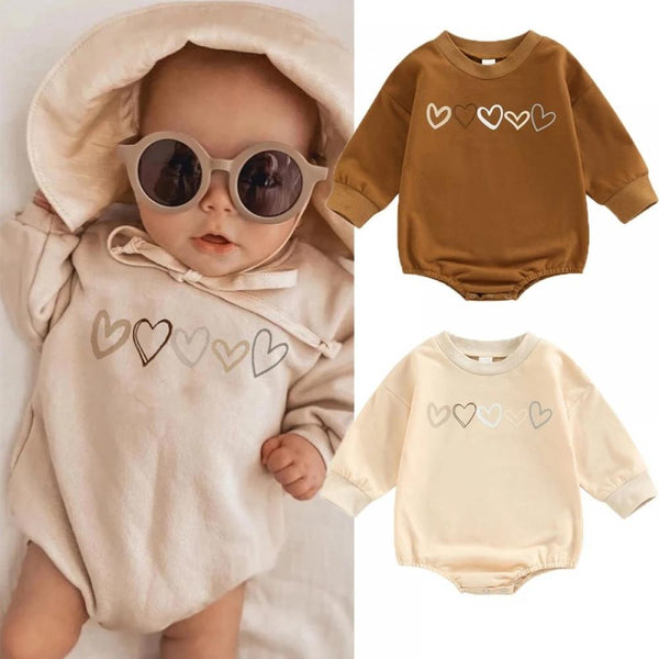 Unisex Autumn Baby Heart Print Triangle Romper Wholesale Baby Children Clothes