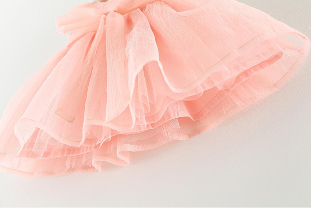 Girls Summer Dress Sleeveless Solid Color Mesh Lovely Dress Wholesale Baby Girl Clothes